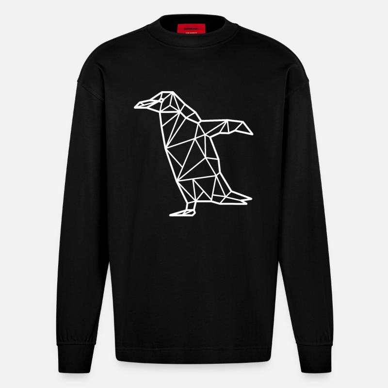 Pinguin Polygon - Heavyweight Oversized Organic Langarmshirt Made in EU - SOLID BLACK