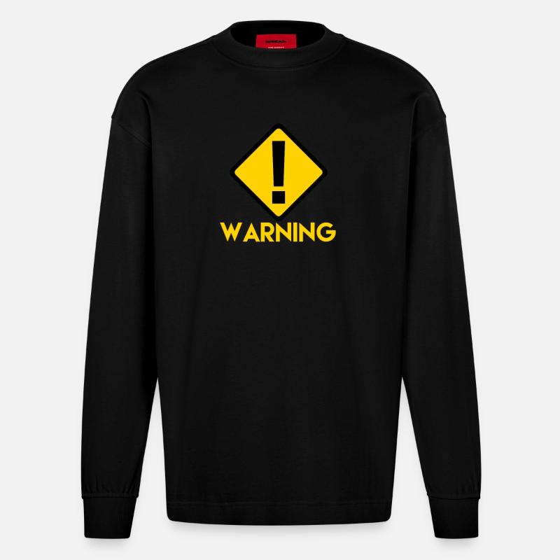 Warnschild - Heavyweight Oversized Organic Langarmshirt Made in EU - SOLID BLACK
