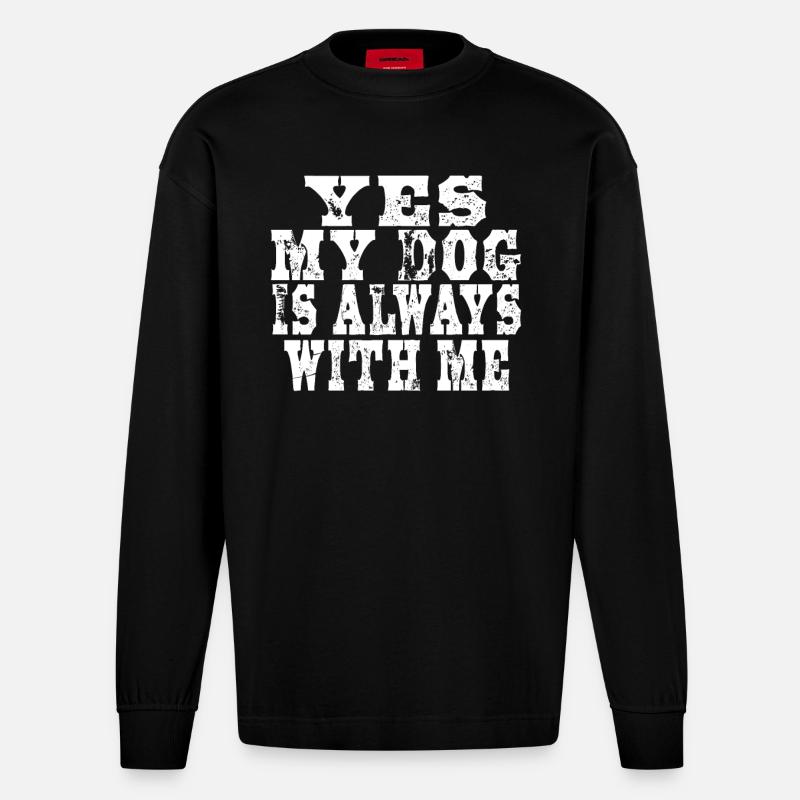 Hunde Spruch Mann - Heavyweight Oversized Organic Langarmshirt Made in EU - SOLID BLACK