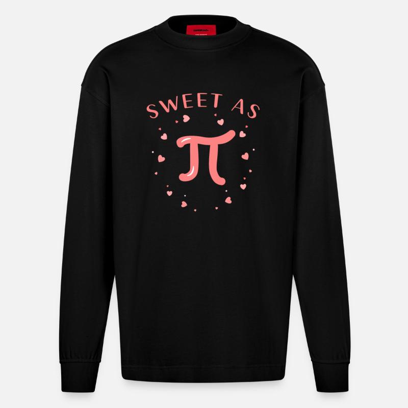 Pi math math saint valentin - Manches longues bio épais oversize fabriqué en UE - SOLID BLACK