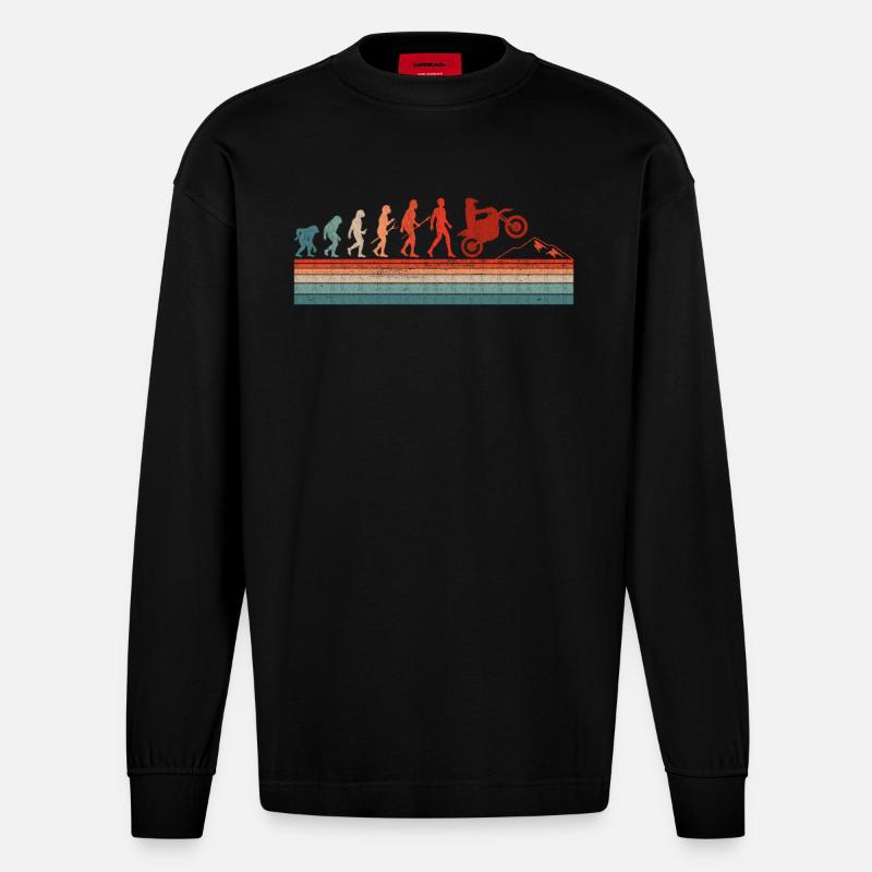 Motocross Evolution - Heavyweight Oversized Organic Langarmshirt Made in EU - SOLID BLACK