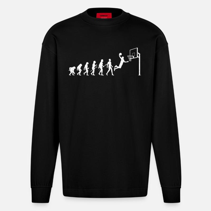 Basketball Evolution - Manches longues bio épais oversize fabriqué en UE - SOLID BLACK