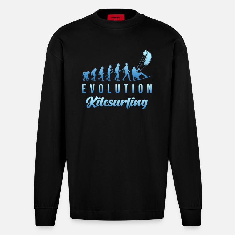 Kitesurf Evolution - Manches longues bio épais oversize fabriqué en UE - SOLID BLACK