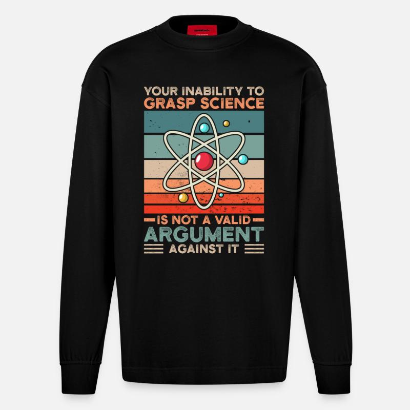 Wissenschaft Spruch - Heavyweight Oversized Organic Langarmshirt Made in EU - SOLID BLACK