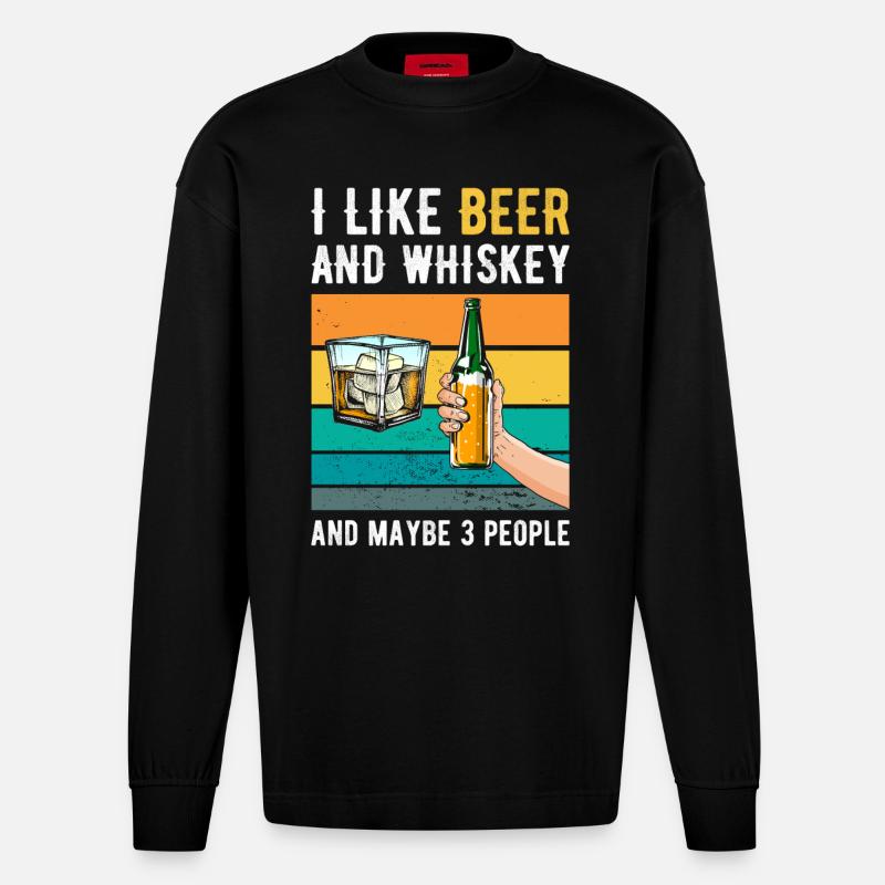 Whiskey - Heavyweight Oversized Organic Langarmshirt Made in EU - SOLID BLACK
