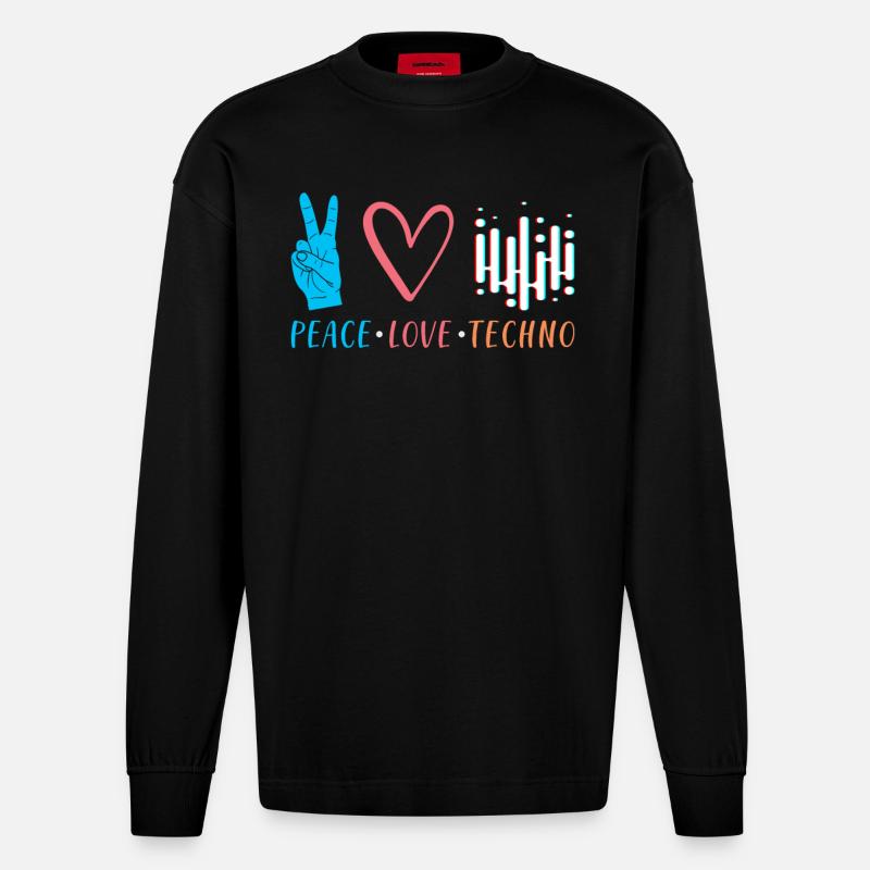 Techno - Heavyweight Oversized Organic Langarmshirt Made in EU - SOLID BLACK