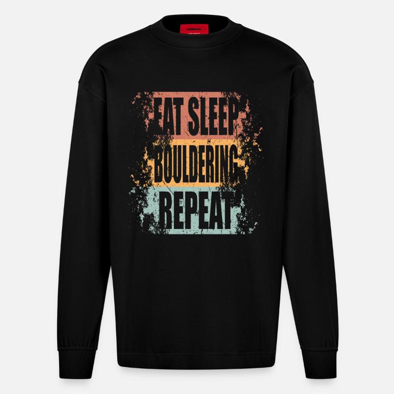 Bloc Manger Dormir Répéter - Manches longues bio épais oversize fabriqué en UE - SOLID BLACK
