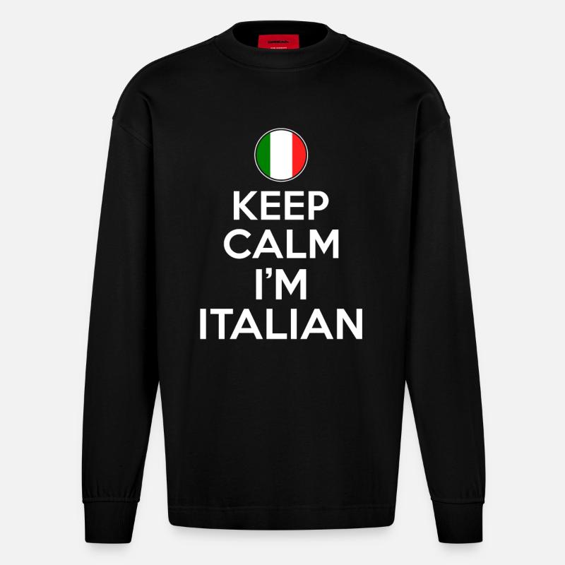Keep calm im italian - Heavyweight Oversized Organic Langarmshirt Made in EU - SOLID BLACK