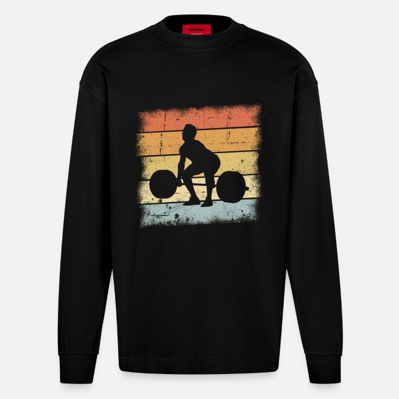 Gewichtheber Geschenk - Heavyweight Oversized Organic Langarmshirt Made in EU - SOLID BLACK