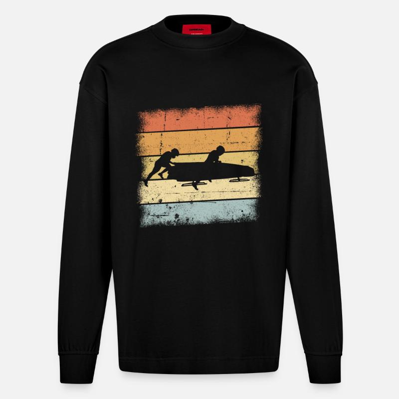 Bob Schlitten Sunset - Heavyweight Oversized Organic Langarmshirt Made in EU - SOLID BLACK