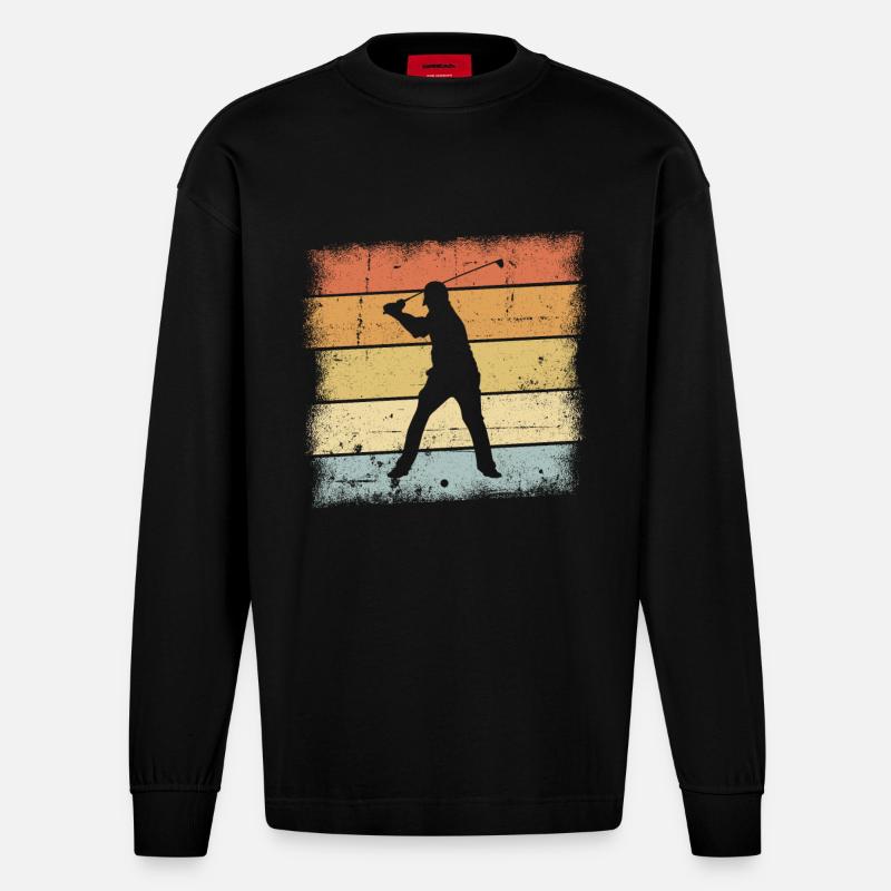 Golf Sunset - Heavyweight Oversized Organic Langarmshirt Made in EU - SOLID BLACK