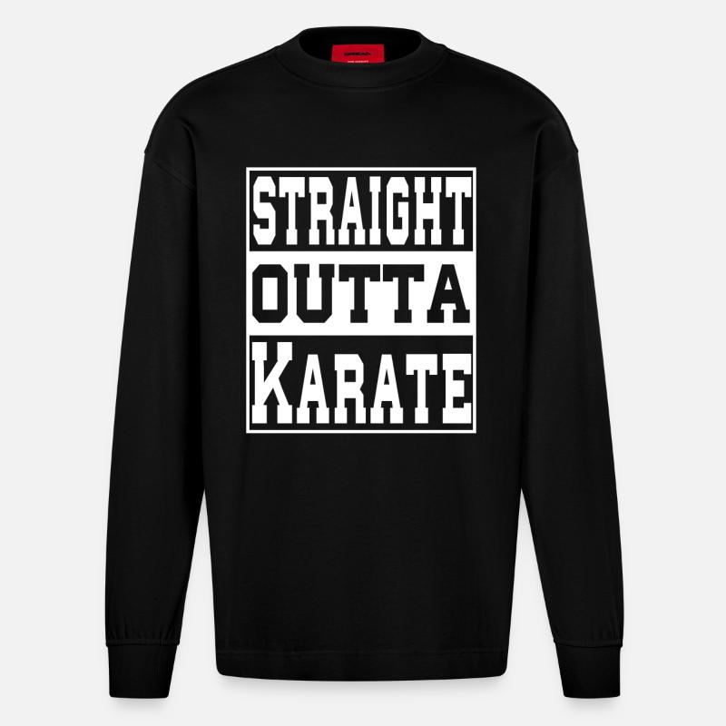 Karate Spruch lustig - Heavyweight Oversized Organic Langarmshirt Made in EU - SOLID BLACK