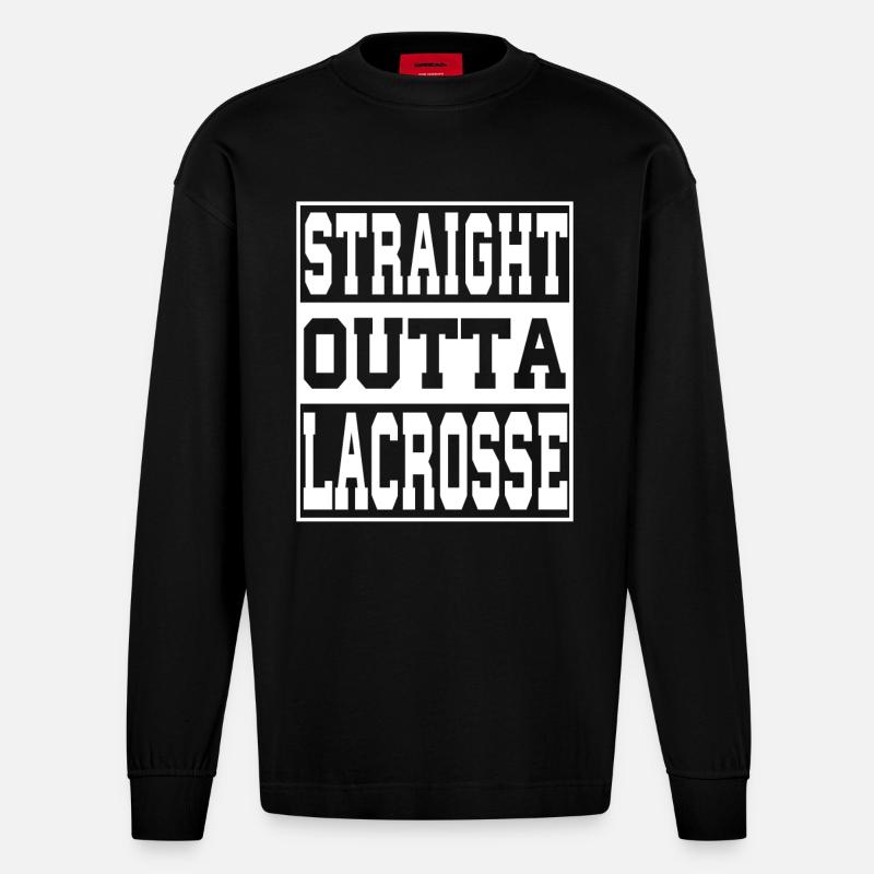 Lacrosse Spruch lustig - Heavyweight Oversized Organic Langarmshirt Made in EU - SOLID BLACK