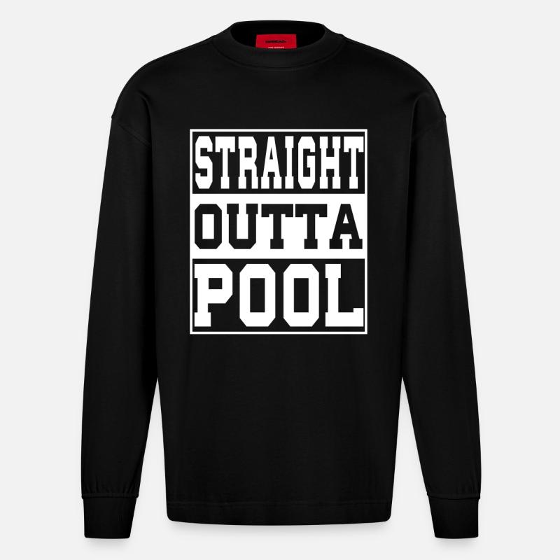 Pool Spruch lustig - Heavyweight Oversized Organic Langarmshirt Made in EU - SOLID BLACK