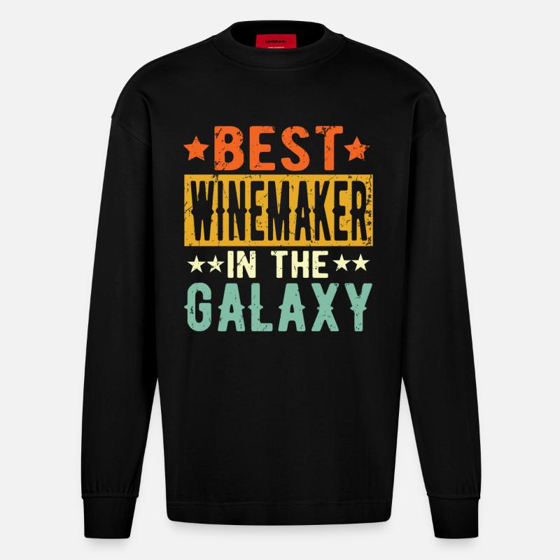Best Winemaker ever Winemaker Gift - Heavyweight Oversized Organic Longsleeve Shirt Made in EU - SOLID BLACK