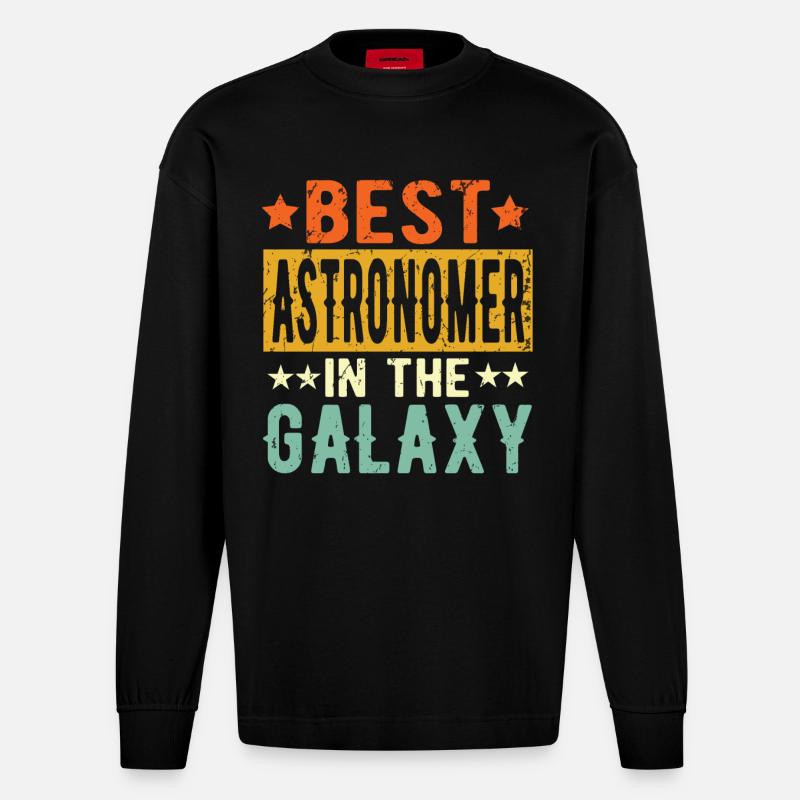 Best Astronom ever Astronom Geschenk - Heavyweight Oversized Organic Langarmshirt Made in EU - SOLID BLACK