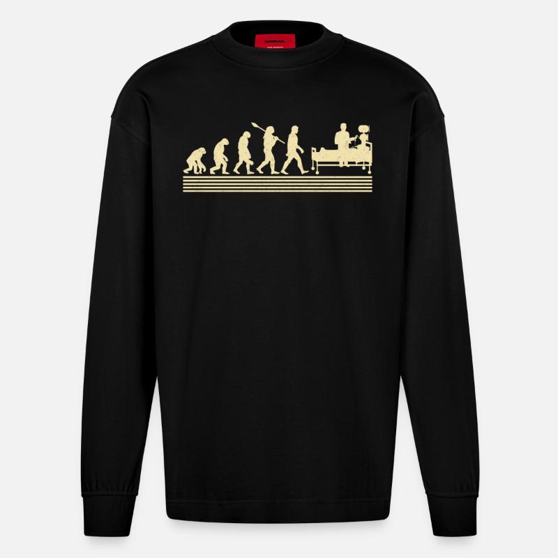 Évolution de l’inhalothérapeute - Manches longues bio épais oversize fabriqué en UE - SOLID BLACK