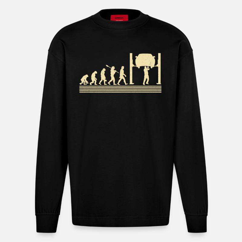 Automechanical evolution - Heavyweight Oversized Organic Longsleeve Shirt Made in EU - SOLID BLACK