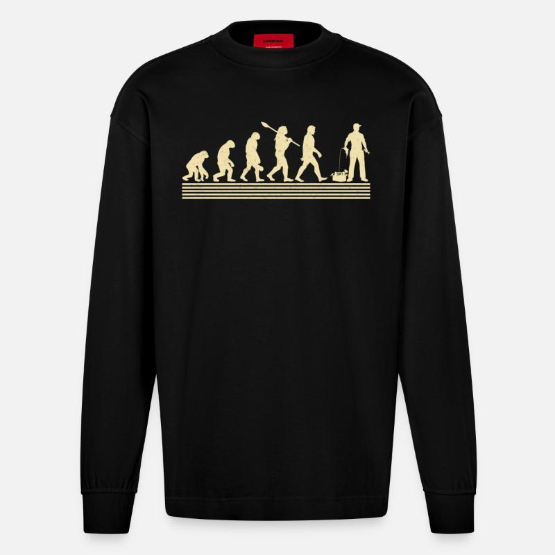 Mechanische Evolution - Heavyweight Oversized Organic Langarmshirt Made in EU - SOLID BLACK