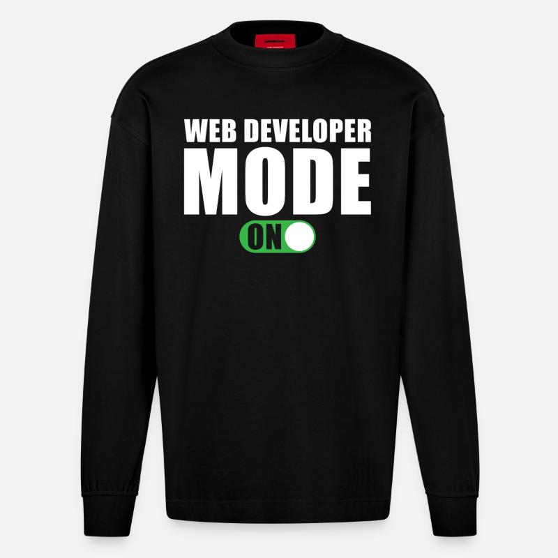 Webentwickler Modus Ein - Heavyweight Oversized Organic Langarmshirt Made in EU - SOLID BLACK