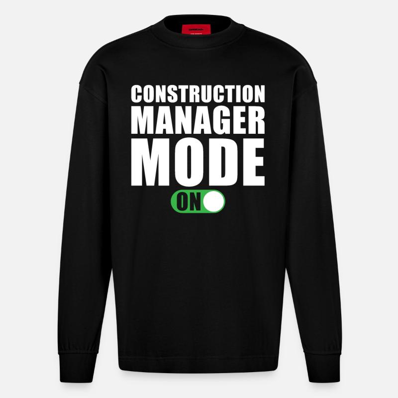 Mode Gestionnaire de construction activé - Manches longues bio épais oversize fabriqué en UE - SOLID BLACK