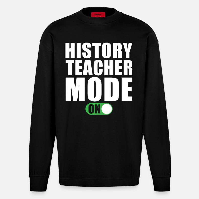 Geschichtslehrer Modus Ein - Heavyweight Oversized Organic Langarmshirt Made in EU - SOLID BLACK