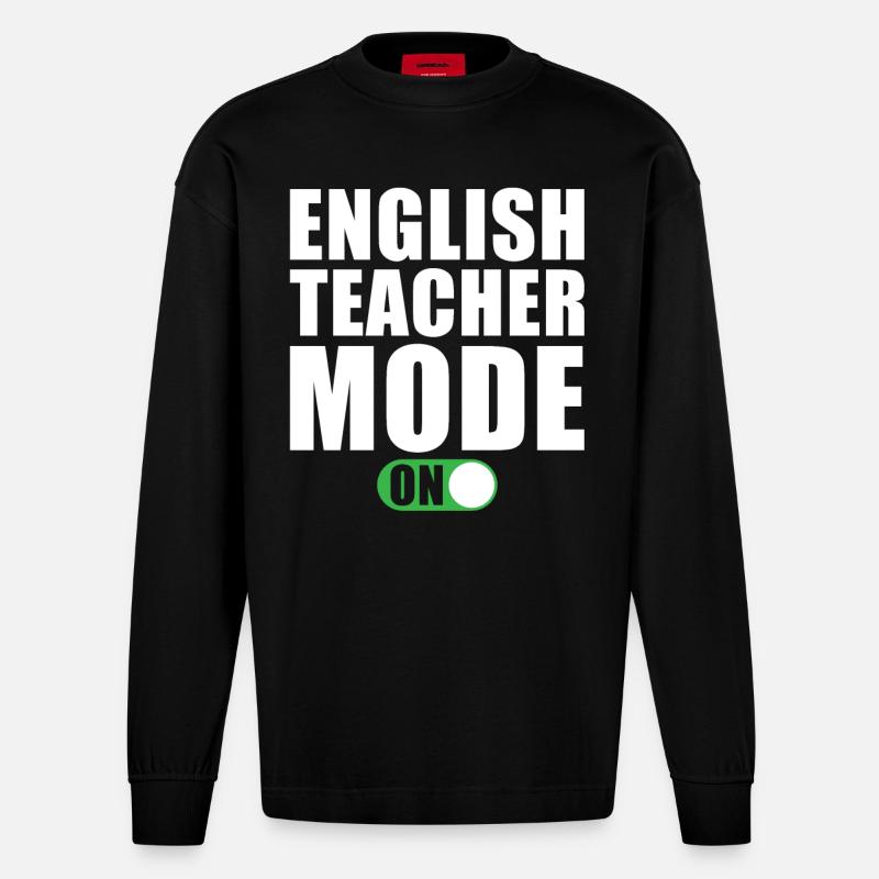 Englischlehrer Modus Ein - Heavyweight Oversized Organic Langarmshirt Made in EU - SOLID BLACK