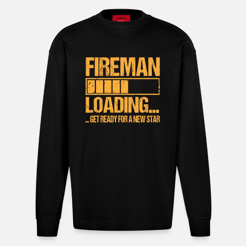 Feuerwehrmann loading Feuerwehrmann Ausbildung - Heavyweight Oversized Organic Langarmshirt Made in EU - SOLID BLACK