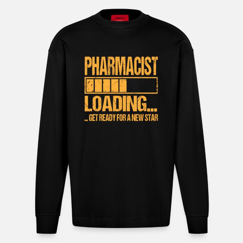 Apotheker loading - Heavyweight Oversized Organic Langarmshirt Made in EU - SOLID BLACK