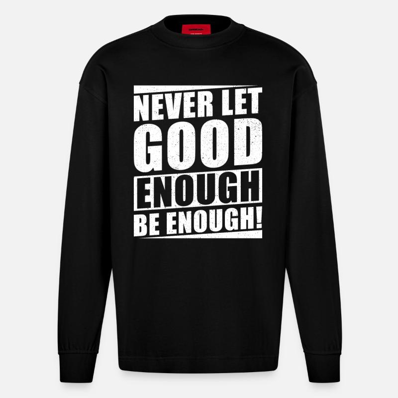 Motivation Objectifs de réussite Dire - Manches longues bio épais oversize fabriqué en UE - SOLID BLACK