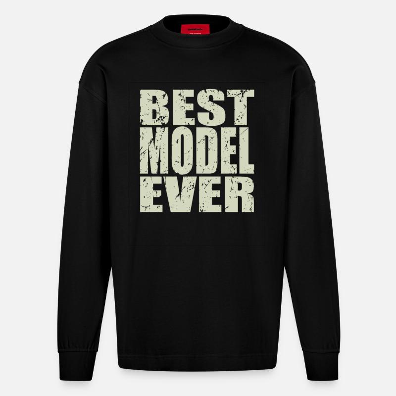 Best Model ever Model Geschenk - Heavyweight Oversized Organic Langarmshirt Made in EU - SOLID BLACK