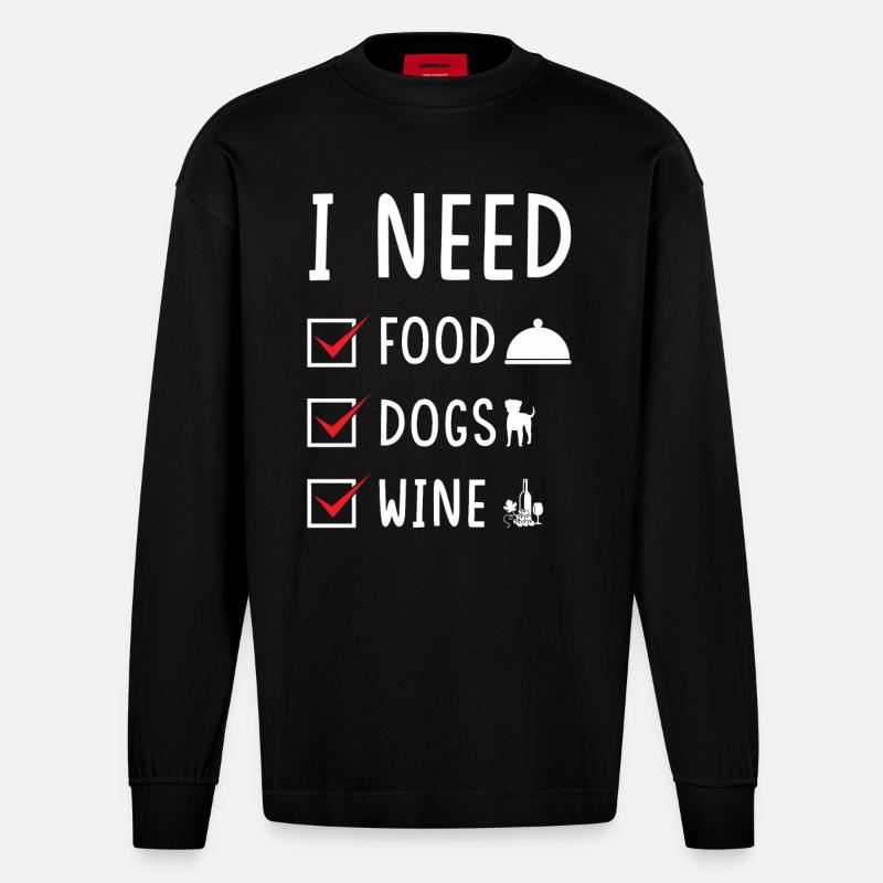 Manger du vin pour chiens - Manches longues bio épais oversize fabriqué en UE - SOLID BLACK