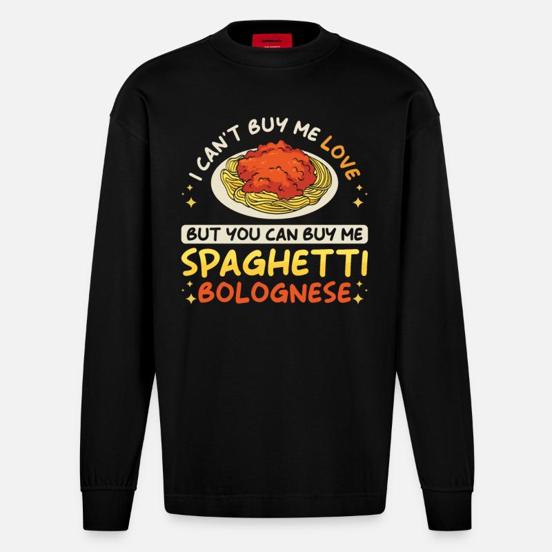 Spaghetti Bolognese - Heavyweight Oversized Organic Langarmshirt Made in EU - SOLID BLACK