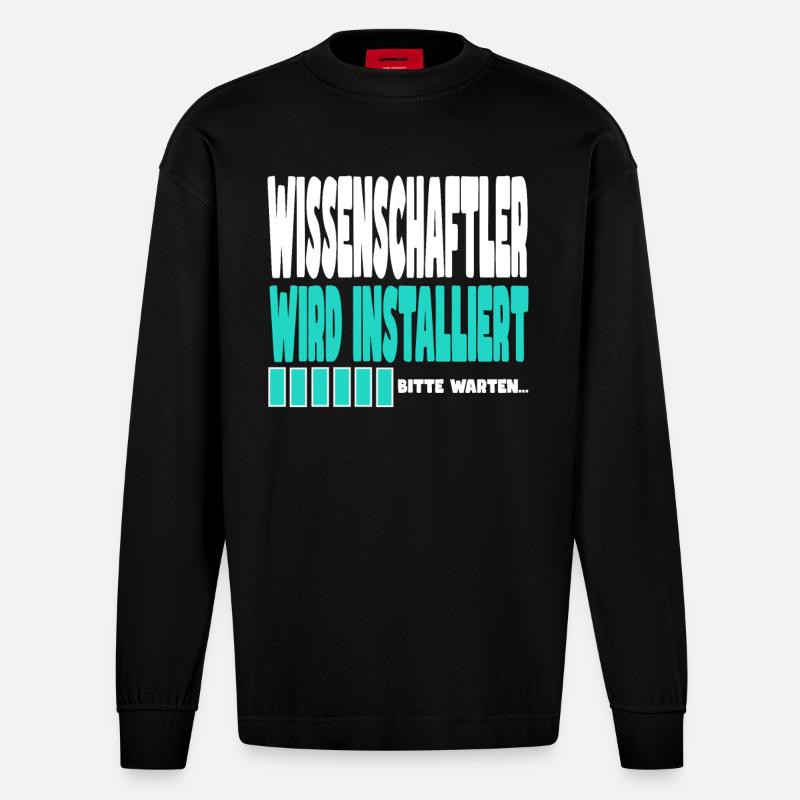 Wissenschaftler wird installiert - Heavyweight Oversized Organic Langarmshirt Made in EU - SOLID BLACK