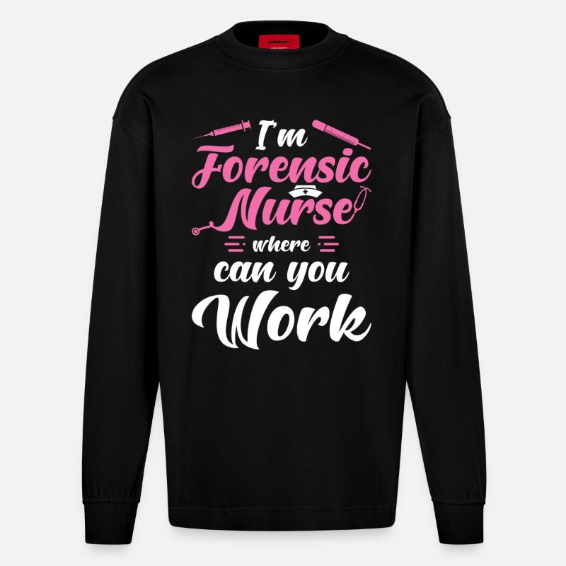 Forensische Krankenschwester - Heavyweight Oversized Organic Langarmshirt Made in EU - SOLID BLACK