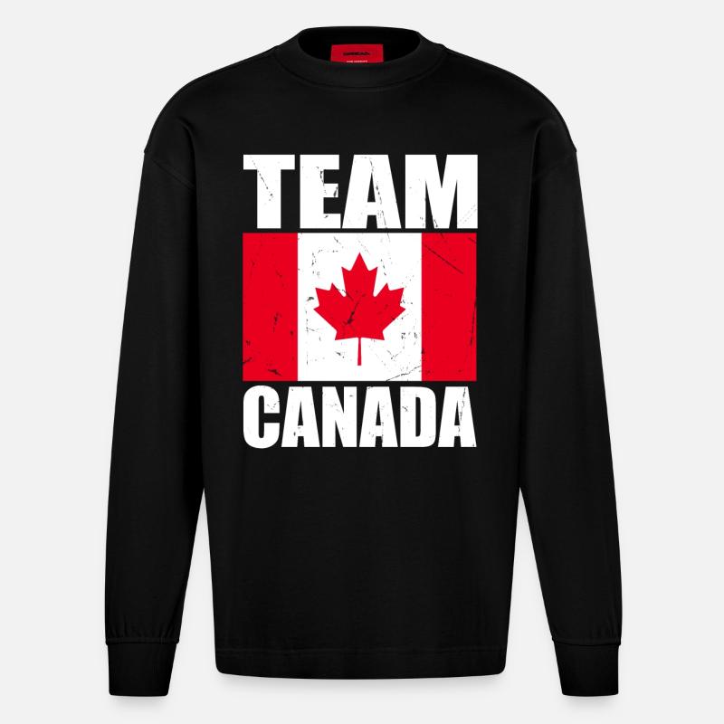 Équipe Canada soccer - Manches longues bio épais oversize fabriqué en UE - SOLID BLACK