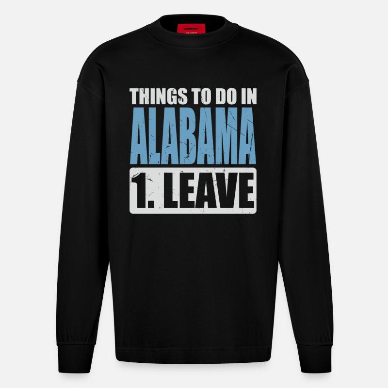 Mème de l’Alabama - Manches longues bio épais oversize fabriqué en UE - SOLID BLACK
