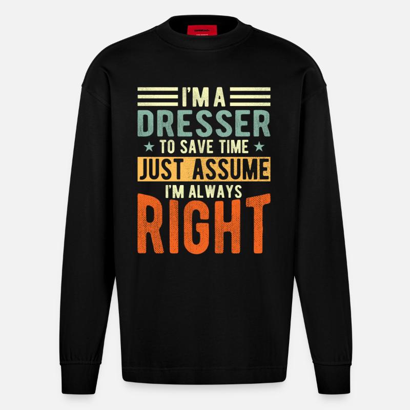 Kommode - Heavyweight Oversized Organic Langarmshirt Made in EU - SOLID BLACK