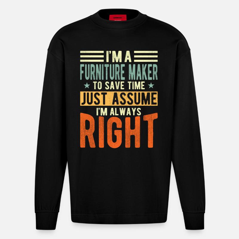 Möbelbauer - Heavyweight Oversized Organic Langarmshirt Made in EU - SOLID BLACK