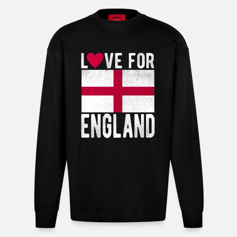 Drapeau de l’Angleterre - Manches longues bio épais oversize fabriqué en UE - SOLID BLACK
