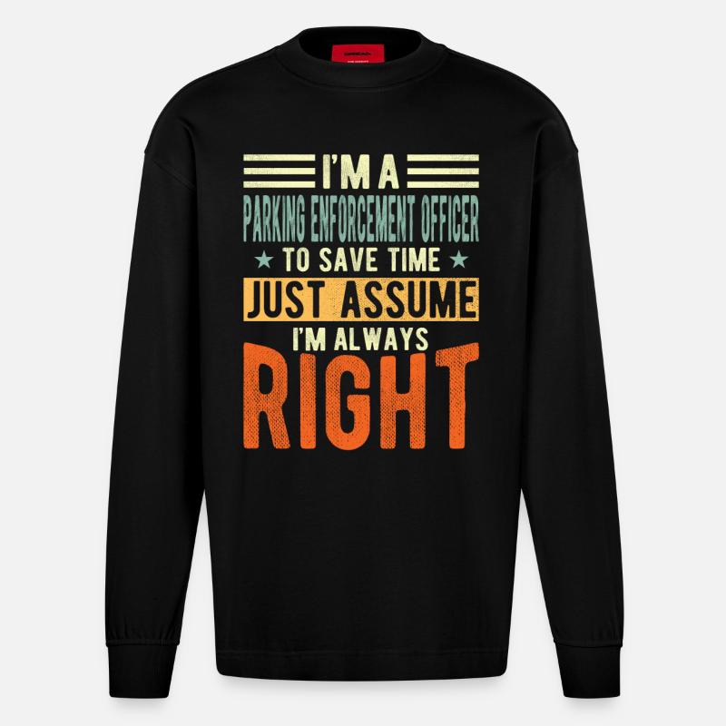 Parkbeamter - Heavyweight Oversized Organic Langarmshirt Made in EU - SOLID BLACK