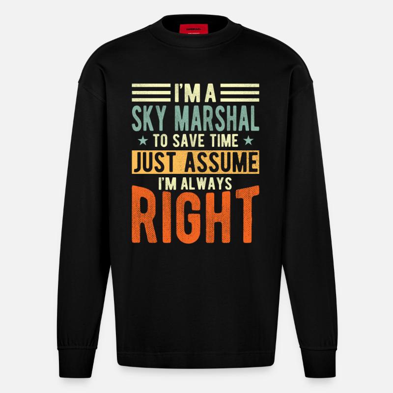 Sky Marschall - Heavyweight Oversized Organic Langarmshirt Made in EU - SOLID BLACK