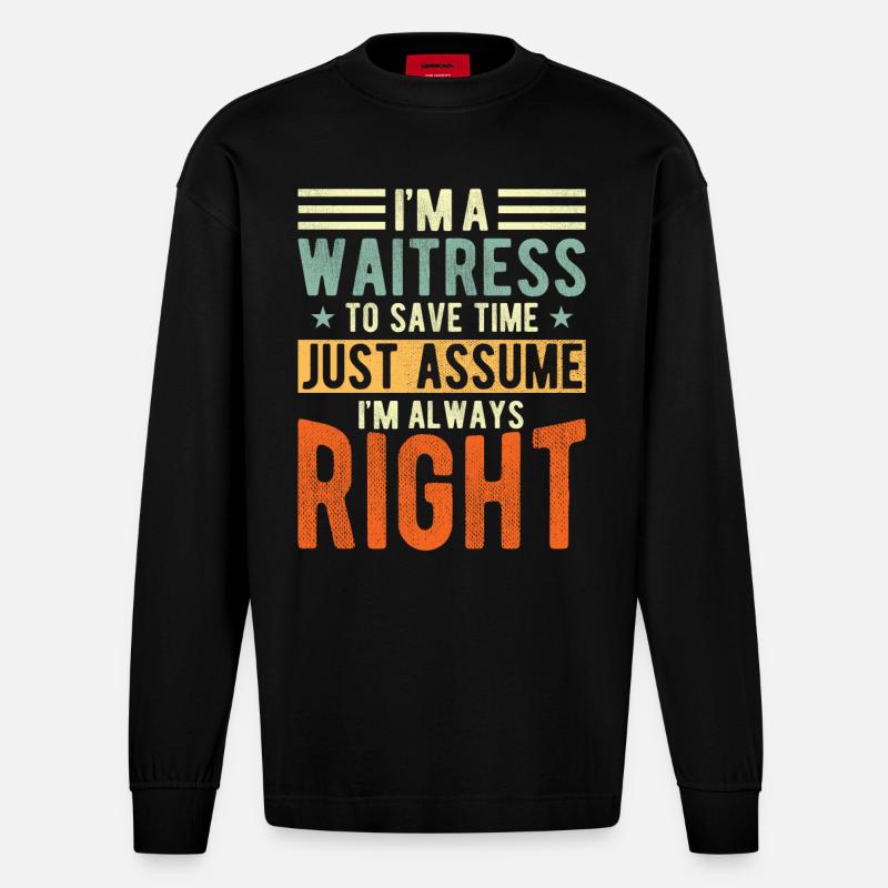 Kellnerin - Heavyweight Oversized Organic Langarmshirt Made in EU - SOLID BLACK