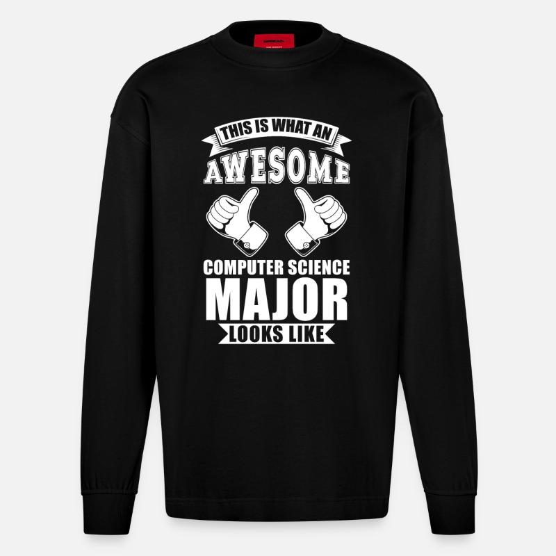 Informatik Abschluss - Heavyweight Oversized Organic Langarmshirt Made in EU - SOLID BLACK
