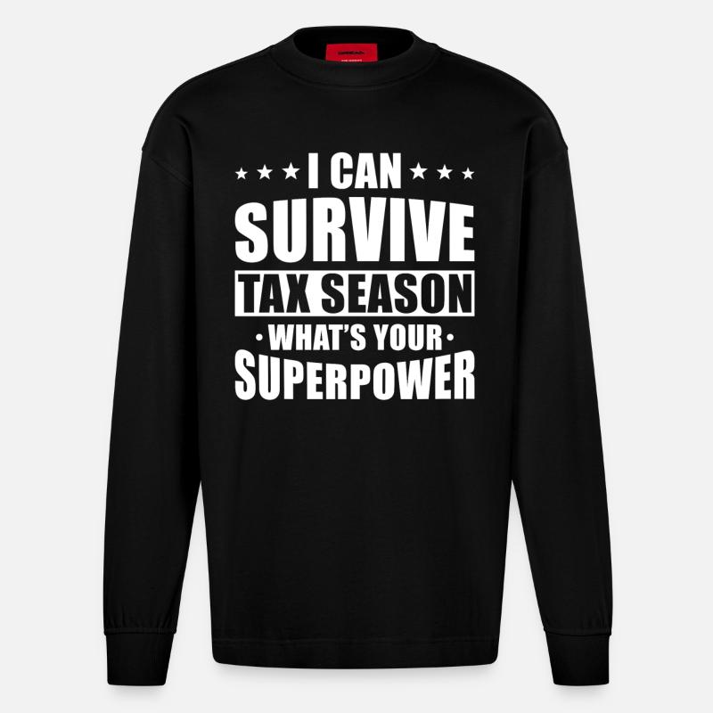 Buchhalter Spruch Steuersaison - Heavyweight Oversized Organic Langarmshirt Made in EU - SOLID BLACK