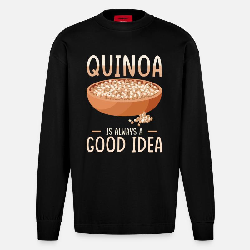 Dicton du quinoa - Manches longues bio épais oversize fabriqué en UE - SOLID BLACK