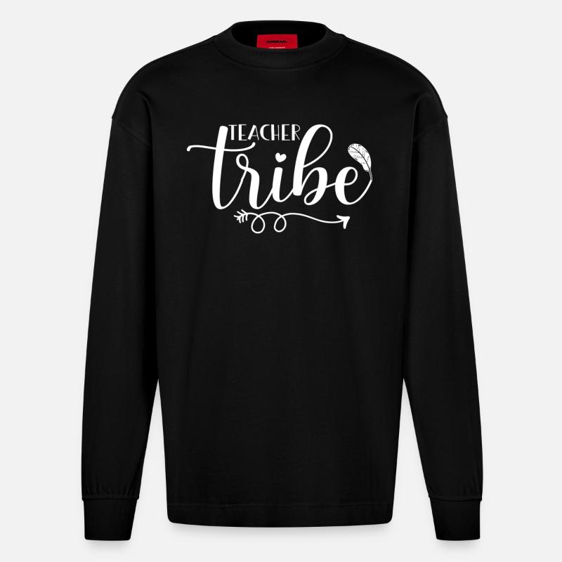Conception de groupes d’enseignants - Manches longues bio épais oversize fabriqué en UE - SOLID BLACK