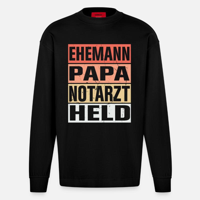Notarzt Vater Ehemann Held - Heavyweight Oversized Organic Langarmshirt Made in EU - SOLID BLACK
