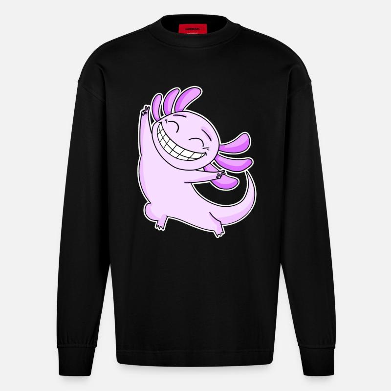 Joyeux Axolotl - Manches longues bio épais oversize fabriqué en UE - SOLID BLACK