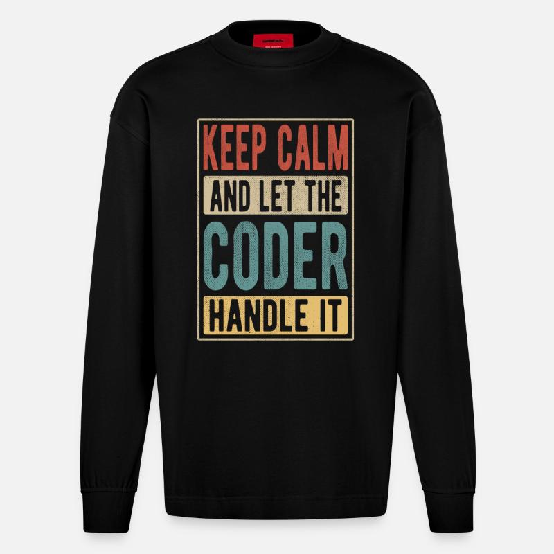 Coder Retro Cadeau - Manches longues bio épais oversize fabriqué en UE - SOLID BLACK